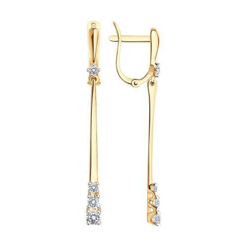 Золотые длинные серьги с кристаллом swarovski SOKOLOV 81020212