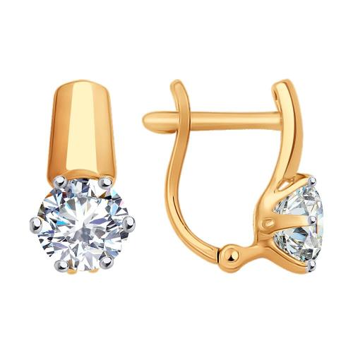 Золотые серьги с кристаллом swarovski SOKOLOV 81020214