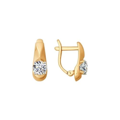 Золотые серьги с кристаллом swarovski SOKOLOV 81020220