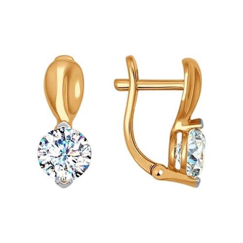 Золотые серьги с кристаллом swarovski SOKOLOV 81020238