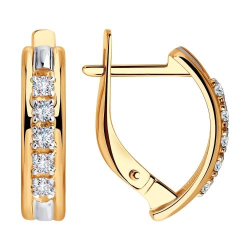 Золотые серьги с кристаллом swarovski SOKOLOV 81020426