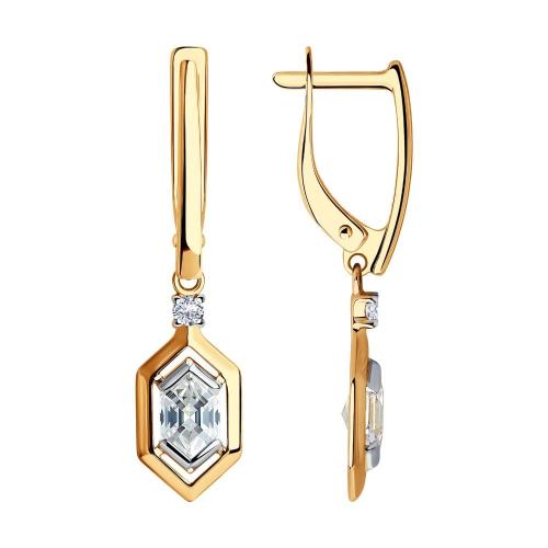 Золотые серьги с кристаллом swarovski SOKOLOV 81020435