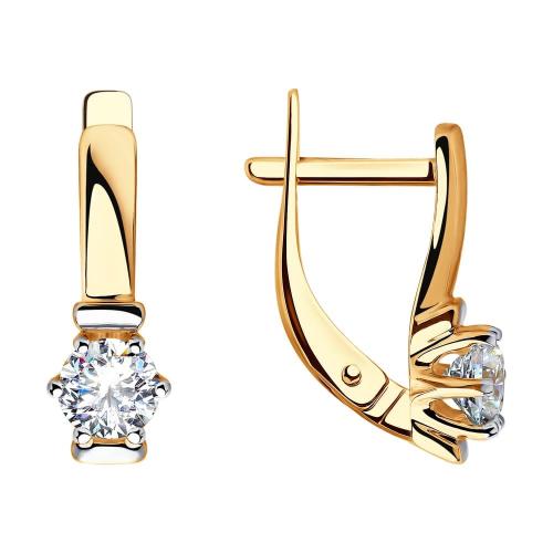 Золотые серьги с кристаллом swarovski SOKOLOV 81020439