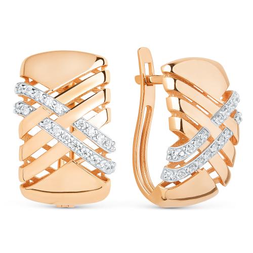 Золотые серьги с фианитом ДИНАСТИЯ 902252-1102