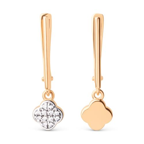 Золотые серьги с фианитом ДИНАСТИЯ 902722-1102 Золотые серьги с фианитом ДИНАСТИЯ 902722-1102