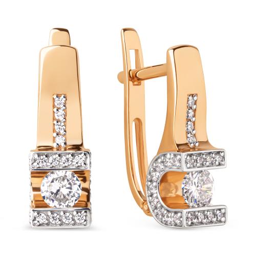 Золотые серьги с фианитом ДИНАСТИЯ 903362-1102