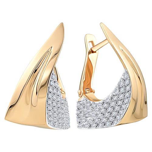 Золотые серьги кольца с фианитом ДИНАСТИЯ 904912-1102