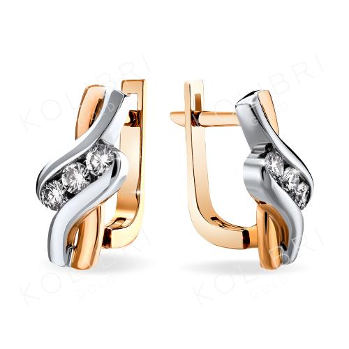 Золотые серьги с бриллиантом БРИАНТ ER4094D