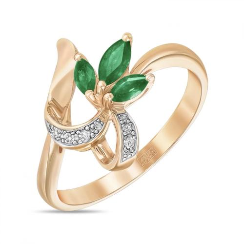 Золотое кольцо с бриллиантом и изумрудом ВЫСТАВКА R433-D-LRL98253