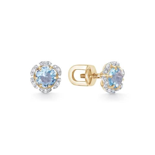 Золотые серьги пусеты-гвоздики с фианитом ZLATO Z2-9773