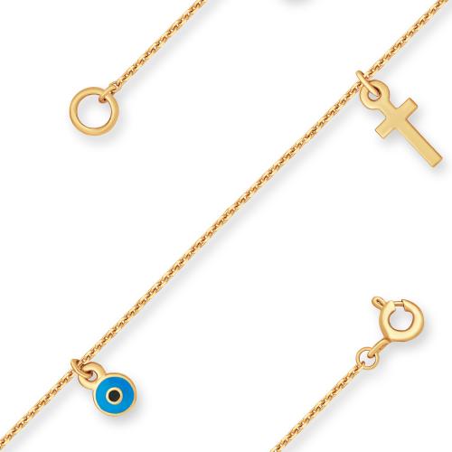 Золотой браслет на ногу с эмалью ЕФРЕМОВ Б10911094