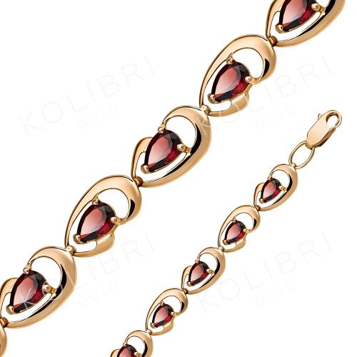 Золотой браслет с гранатом ЗОЛОТОЙ КРИСТАЛЛ БР-103Г_17
