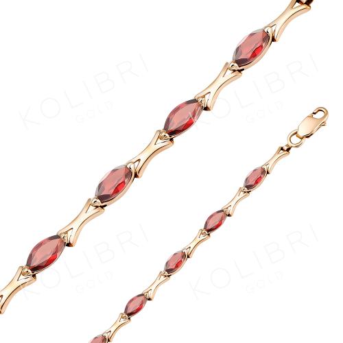 Золотой браслет с гранатом ЗОЛОТОЙ КРИСТАЛЛ БР-113Г