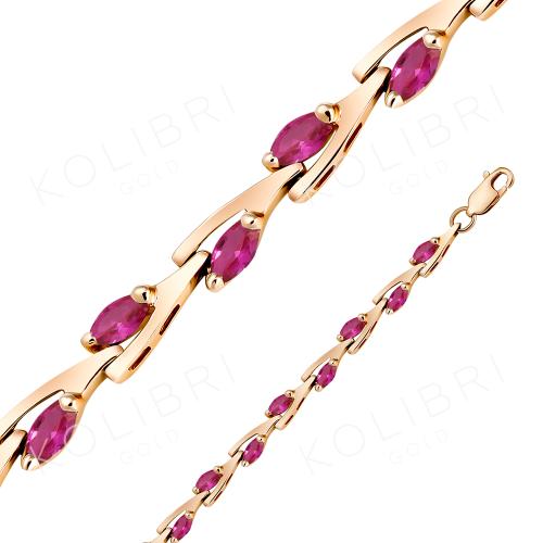 Золотой браслет с рубином гидротермальным ЗОЛОТОЙ КРИСТАЛЛ БР-117КОРР_17.5