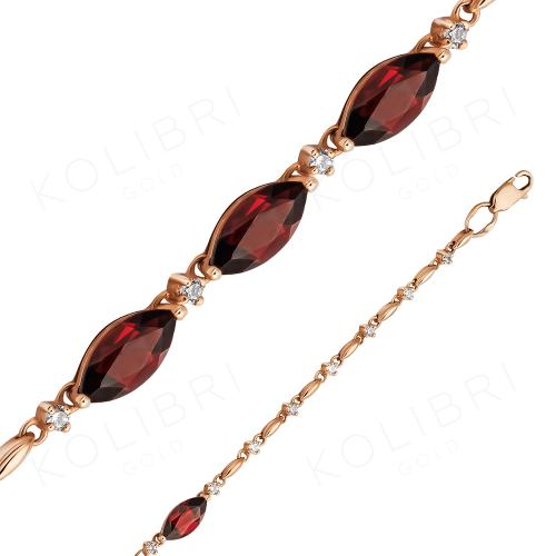 Золотой браслет с гранатом СЕНАТ БР094к-15г