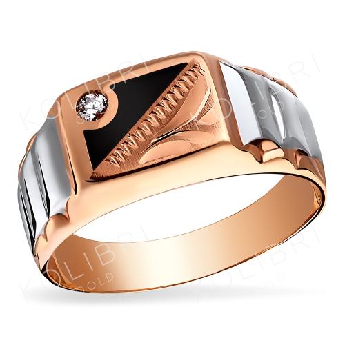 Мужская печатка из золота с эмалью и фианитом АТОЛЛ К4156_1 Мужская печатка из золота с эмалью и фианитом АТОЛЛ К4156_1