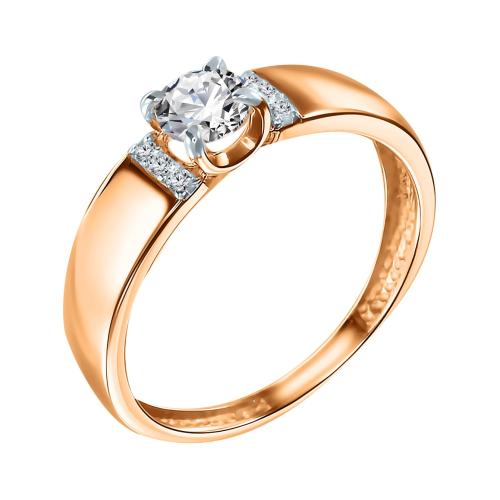 Золотое помолвочное кольцо с фианитом ГОЛДЕН ГЛОБ КЛ-21_бцФ