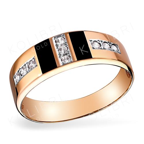 Мужская печатка из золота с эмалью и фианитом МАРШАЛ КМ-257_з