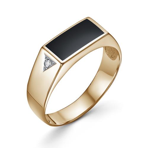 Мужская печатка из золота с эмалью и фианитом МАРШАЛ КМ-264_з