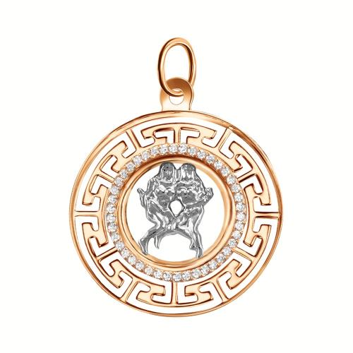 Золотая подвеска знак зодиака с фианитом ГОЛДЕН ГЛОБ КрБВП_Ф_блз1