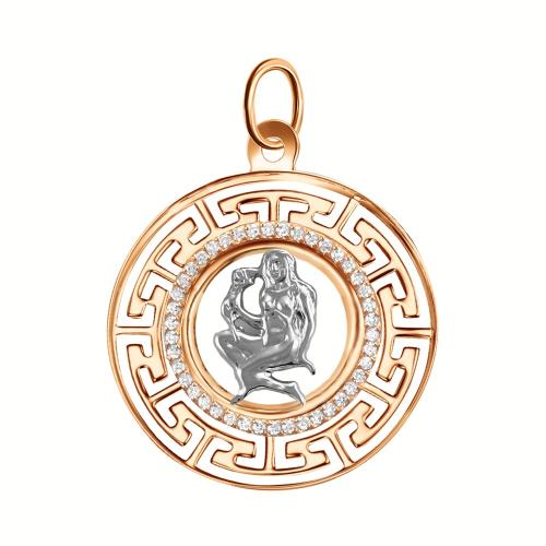 Золотая подвеска знак зодиака с фианитом ГОЛДЕН ГЛОБ КрБВП_Ф_дев1