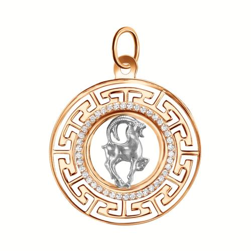 Золотая подвеска знак зодиака с фианитом ГОЛДЕН ГЛОБ КрБВП_Ф_коз1