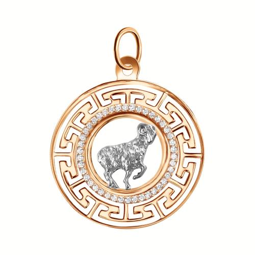 Золотая подвеска знак зодиака с фианитом ГОЛДЕН ГЛОБ КрБВП_Ф_овн1