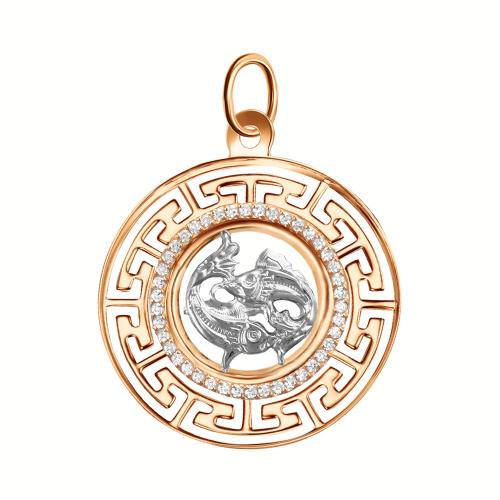 Золотая подвеска знак зодиака с фианитом ГОЛДЕН ГЛОБ КрБВП_Ф_рыб1