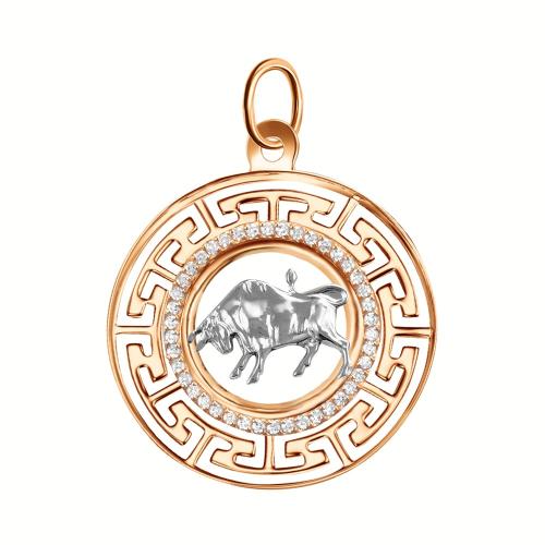 Золотая подвеска знак зодиака с фианитом ГОЛДЕН ГЛОБ КрБВП_Ф_тел1