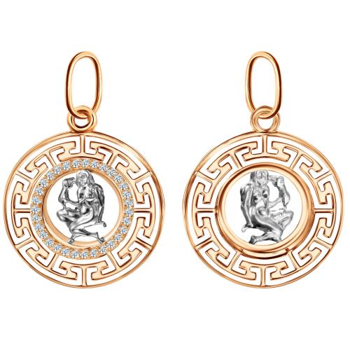 Золотая подвеска знак зодиака с фианитом ГОЛДЕН ГЛОБ КрСВП_дев_Ф