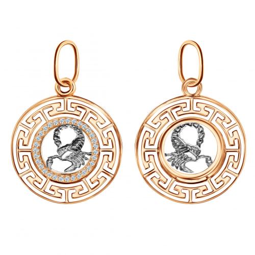 Золотая подвеска знак зодиака с фианитом ГОЛДЕН ГЛОБ КрСВП_скр_Ф