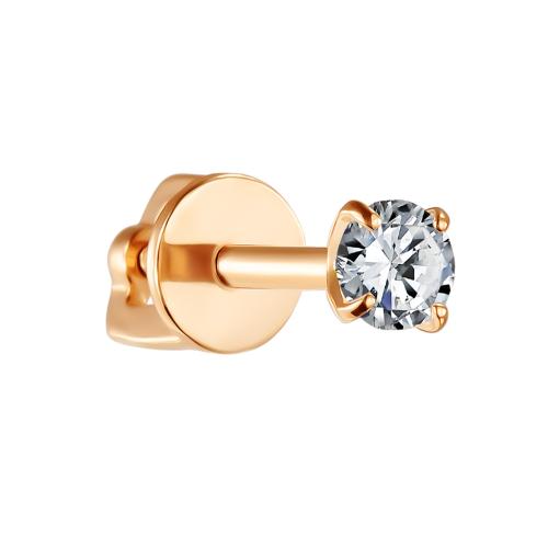 Золотые одиночные серьги с фианитом ГОЛДЕН ГЛОБ ПУСл01-14моно_бцФ Золотые одиночные серьги с фианитом ГОЛДЕН ГЛОБ ПУСл01-14моно_бцФ