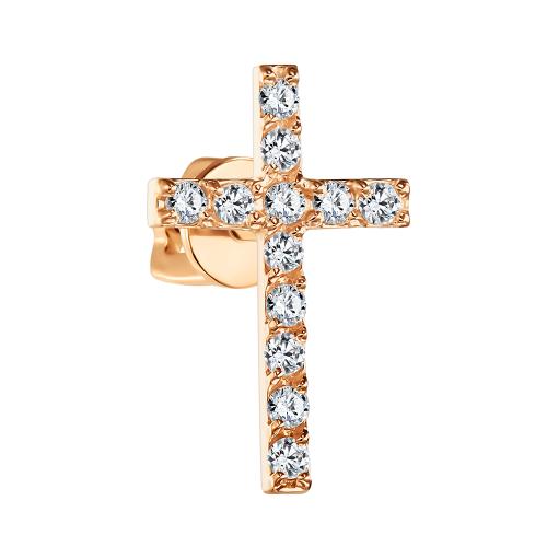 Золотые одиночные серьги с фианитом ГОЛДЕН ГЛОБ ПУСлКр03моно_бцФ Золотые одиночные серьги с фианитом ГОЛДЕН ГЛОБ ПУСлКр03моно_бцФ