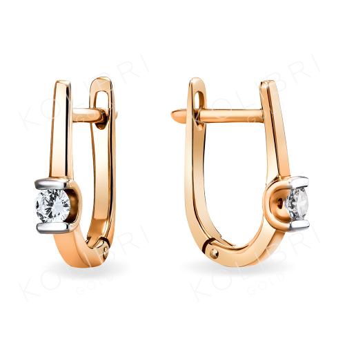 Золотые серьги с бриллиантом СЕНАТ С1785-15