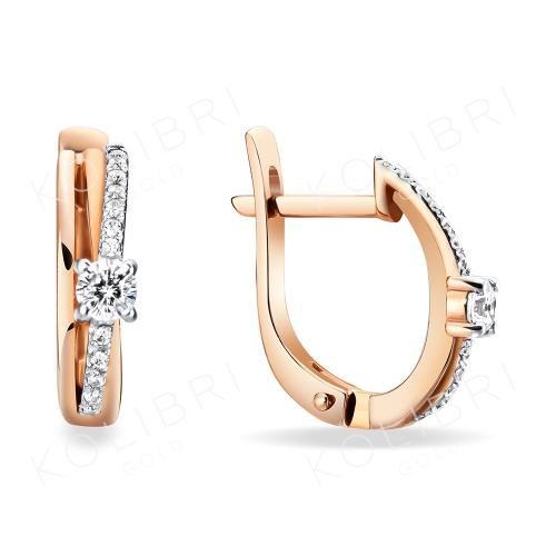 Золотые серьги с фианитом СЕНАТ С1831-15