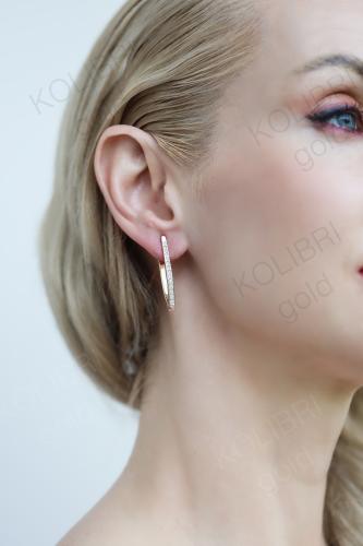 Золотые длинные серьги с фианитом СЕНАТ С2153-15