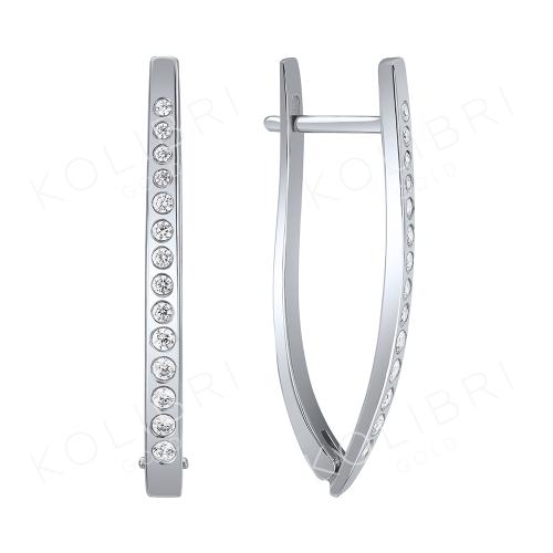 Длинные серьги из белого золота с фианитом СЕНАТ С2153-35 Длинные серьги из белого золота с фианитом СЕНАТ С2153-35