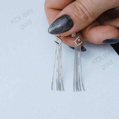 Серьги пусеты-гвоздики из белого золота с фианитом АТОЛЛ С26778б