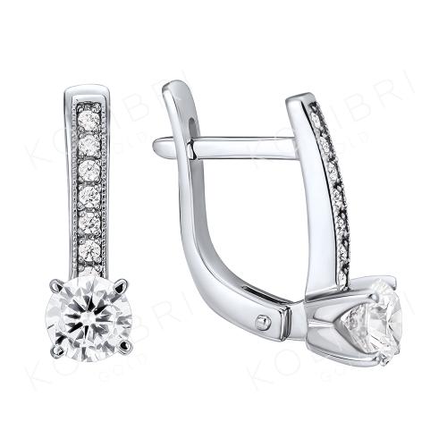 Серьги из белого золота с фианитом СЕНАТ С4004-35 Серьги из белого золота с фианитом СЕНАТ С4004-35