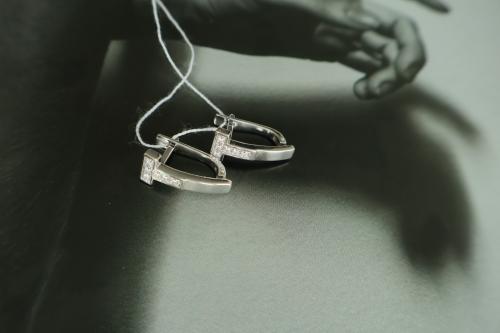 Серьги из белого золота с фианитом СЕНАТ С4489-35