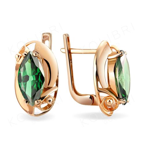Золотые серьги с фианитом АТОЛЛ С729_4С2