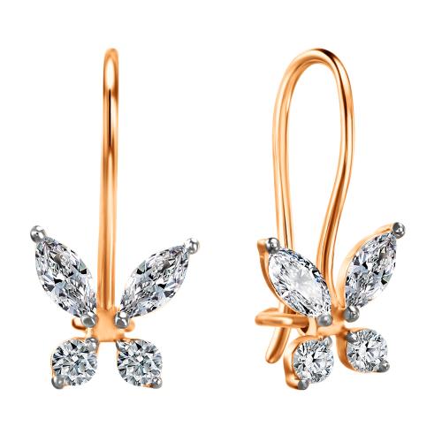 Золотые серьги с фианитом ГОЛДЕН ГЛОБ СргЛ02_бцФ