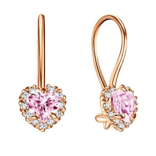 Золотые серьги с фианитом ГОЛДЕН ГЛОБ СргЛ46_РозФ
