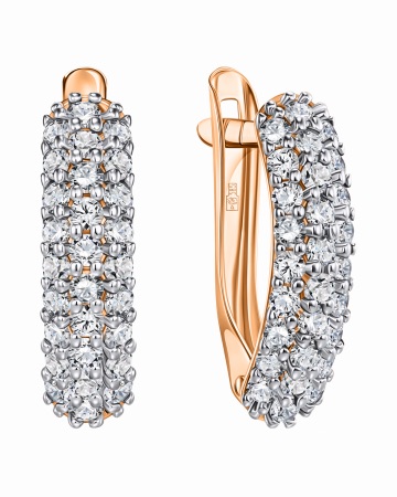 Золотые серьги с фианитом ГОЛДЕН ГЛОБ СргЛ60_бцФ