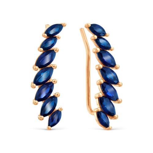 Золотые серьги зажимы с сапфиром гидротермальным KARATOV Т101029837