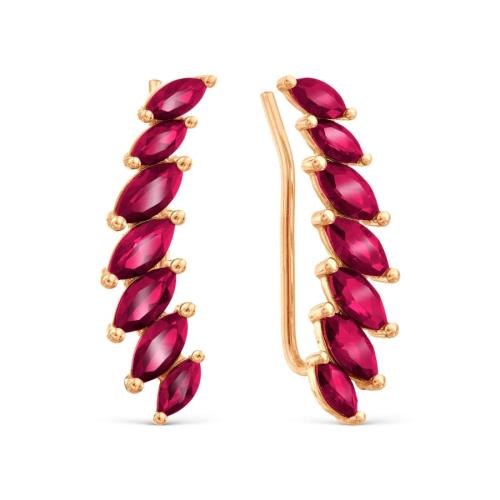 Золотые серьги зажимы с рубиновым корундом KARATOV Т101029837-02