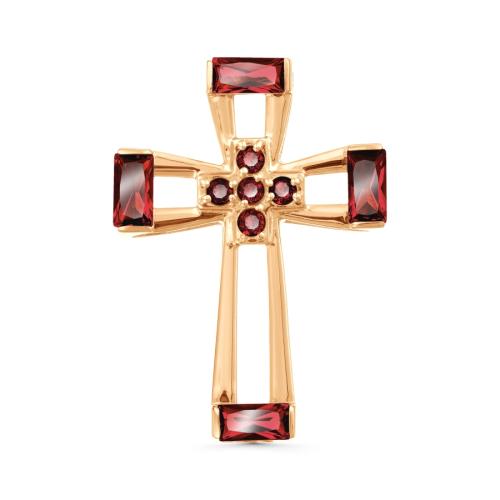 Золотая подвеска крест с гранатом KARATOV Т10106778г