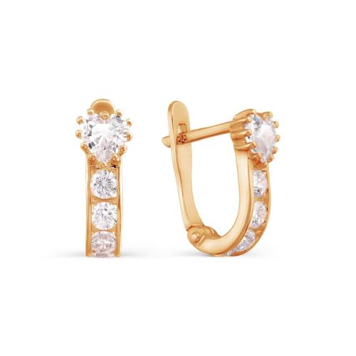 Золотые серьги с фианитом KARATOV Т102027638