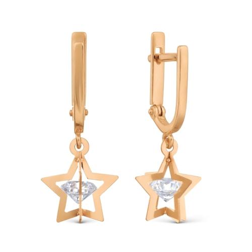 Золотые серьги с фианитом KARATOV Т10202Б144