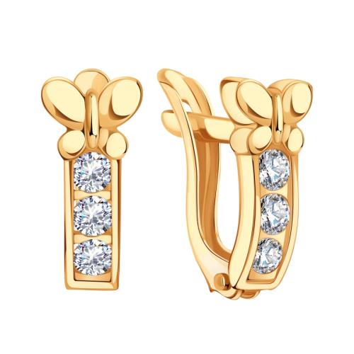 Золотые серьги с фианитом KARATOV Т10202В682